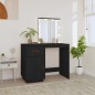 vidaXL Mesa tocador con LED madera maciza de pino negro 95x50x133,5 cm