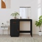 vidaXL Mesa tocador con LED madera maciza de pino negro 95x50x133,5 cm