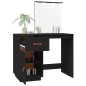 vidaXL Mesa tocador con LED madera maciza de pino negro 95x50x133,5 cm