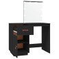 vidaXL Mesa tocador con LED madera maciza de pino negro 95x50x133,5 cm