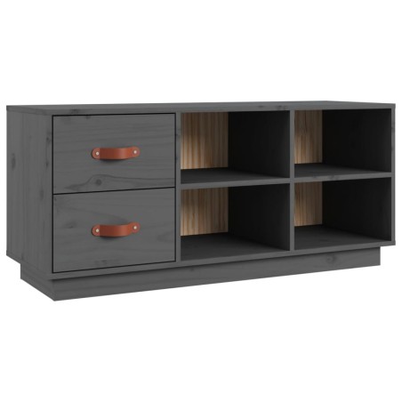 vidaXL Banco zapatero madera maciza de pino gris 100x34x45 cm