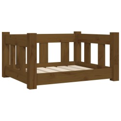 vidaXL Cama para perros madera maciza marrón miel 55,5x45,5x28 cm
