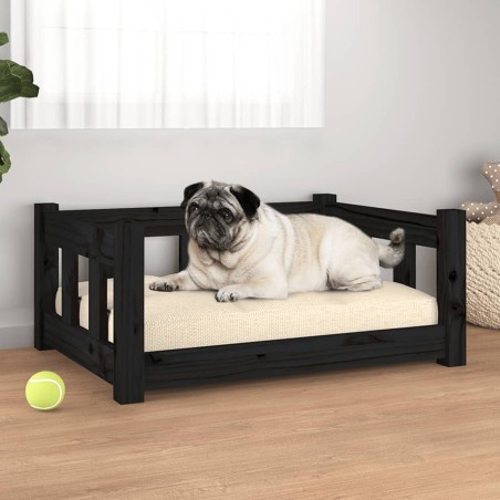 vidaXL Cama para perros madera maciza de pino negro 65,5x50,5x28 cm