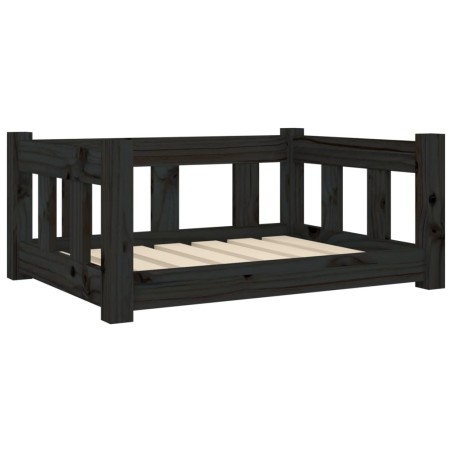 vidaXL Cama para perros madera maciza de pino negro 65,5x50,5x28 cm