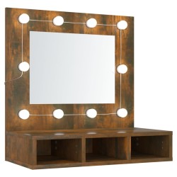 vidaXL Mueble con espejo y LED color roble ahumado 60x31,5x62 cm