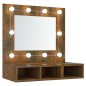 vidaXL Mueble con espejo y LED color roble ahumado 60x31,5x62 cm vidaXL Mueble con espejo y LED color roble ahumado 60x31,5x62 cm