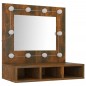 vidaXL Mueble con espejo y LED color roble ahumado 60x31,5x62 cm vidaXL Mueble con espejo y LED color roble ahumado 60x31,5x62 cm