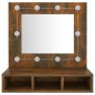 vidaXL Mueble con espejo y LED color roble ahumado 60x31,5x62 cm vidaXL Mueble con espejo y LED color roble ahumado 60x31,5x62 cm
