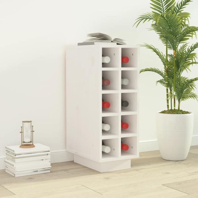 vidaXL Botellero madera maciza de pino blanco 23x34x61 cm vidaXL Botellero madera maciza de pino blanco 23x34x61 cm