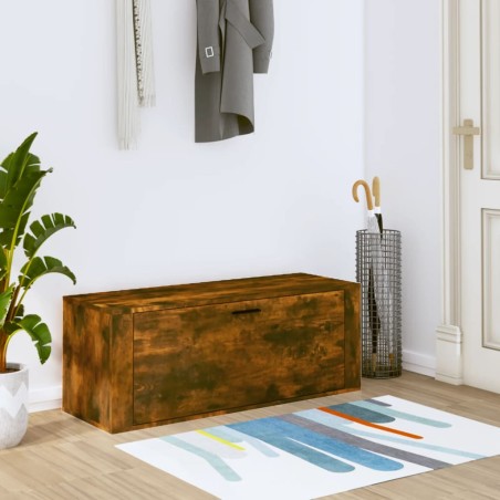 vidaXL Mueble zapatero pared contrachapada roble ahumado 100x35x38 cm