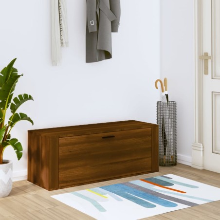vidaXL Mueble zapatero pared contrachapada marrón roble 100x35x38 cm