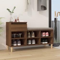 vidaXL Mueble zapatero madera contrachapada roble marrón 102x36x60 cm