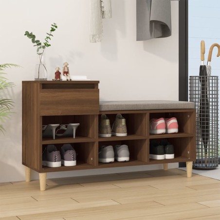 vidaXL Mueble zapatero madera contrachapada roble marrón 102x36x60 cm
