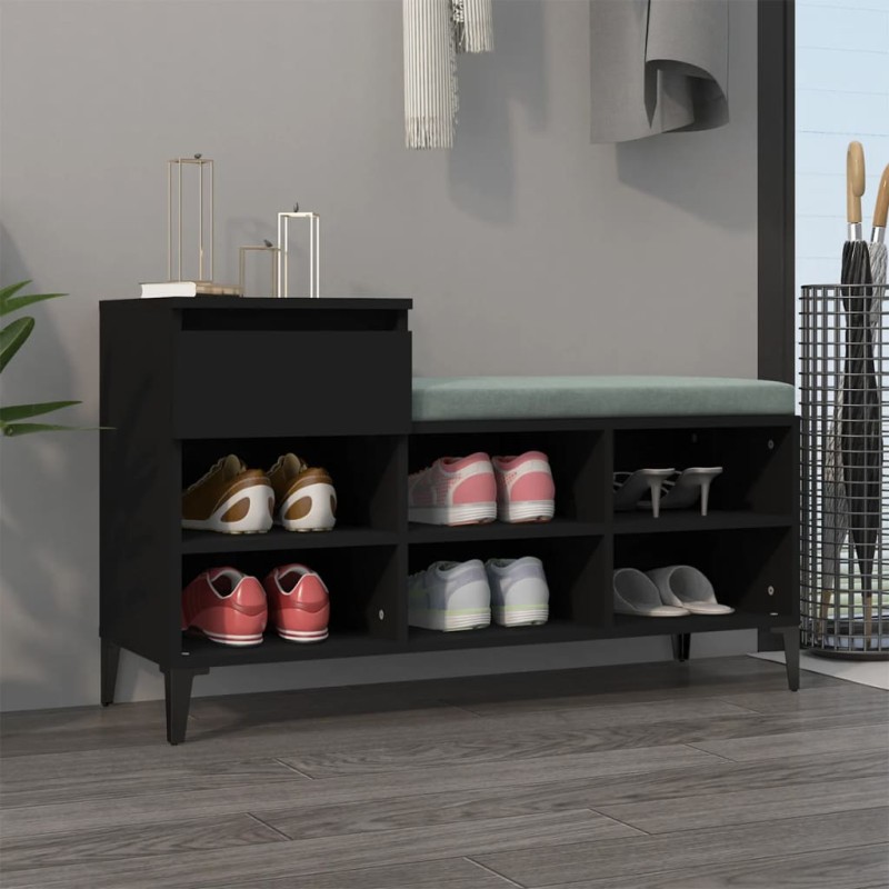 vidaXL Mueble zapatero madera contrachapada negro 102x36x60 cm vidaXL Mueble zapatero madera contrachapada negro 102x36x60 cm