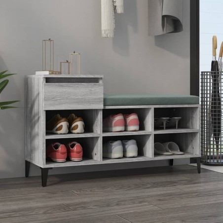vidaXL Mueble zapatero madera contrachapada gris Sonoma 102x36x60 cm
