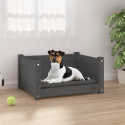 vidaXL Cama para perros madera maciza de pino gris 55,5x45,5x28 cm