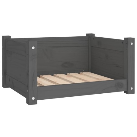 vidaXL Cama para perros madera maciza de pino gris 55,5x45,5x28 cm