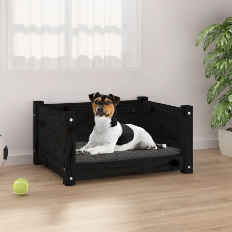 vidaXL Cama para perros madera maciza de pino negro 55,5x45,5x28 cm