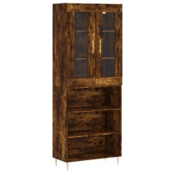 vidaXL Aparador alto madera contrachapada roble ahumado 69,5x34x180 cm