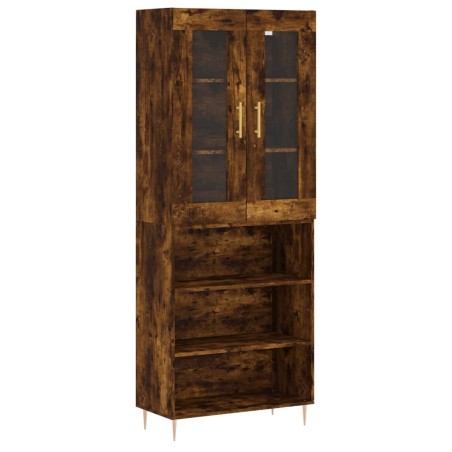 vidaXL Aparador alto madera contrachapada roble ahumado 69,5x34x180 cm