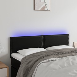 vidaXL Cabecero con luces LED cuero sintético negro 144x5x78/88 cm