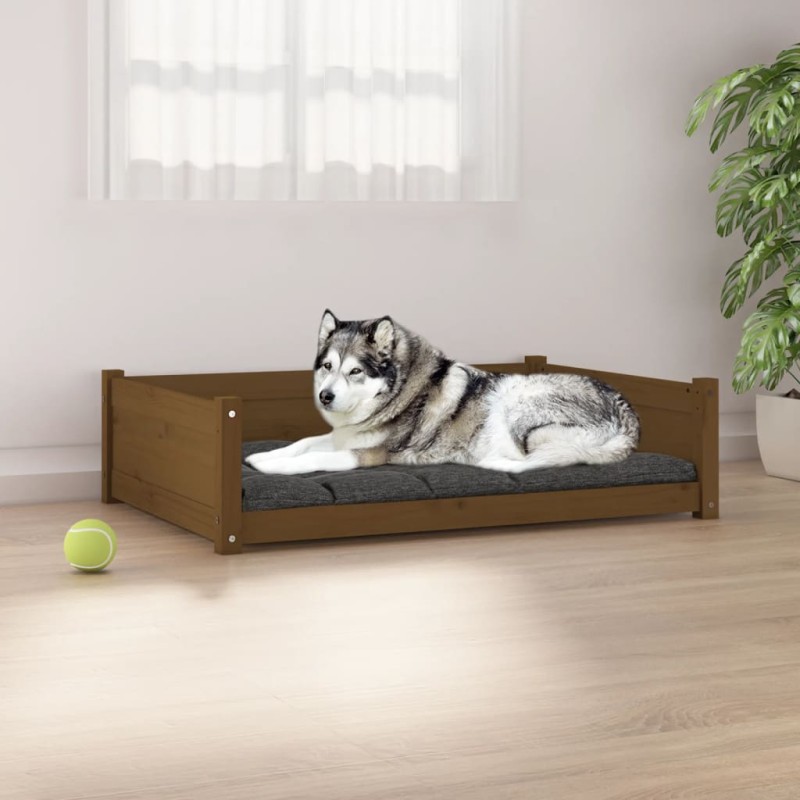 vidaXL Cama para perros madera de pino marrón miel 105,5x75,5x28 cm vidaXL Cama para perros madera de pino marrón miel 105,5x75,5x28 cm