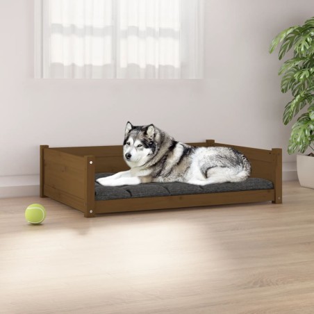 vidaXL Cama para perros madera de pino marrón miel 105,5x75,5x28 cm