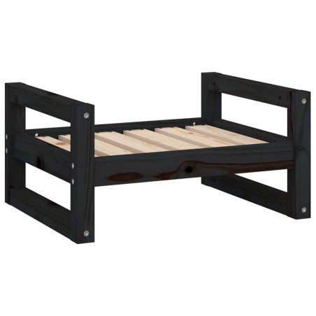 vidaXL Cama para perros madera maciza de pino negro 55,5x45,5x28 cm