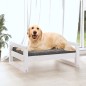 vidaXL Cama para perros madera maciza de pino blanco 75,5x55,5x28 cm