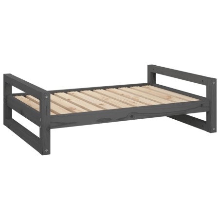 vidaXL Cama para perros madera maciza de pino gris 95,5x65,5x28 cm