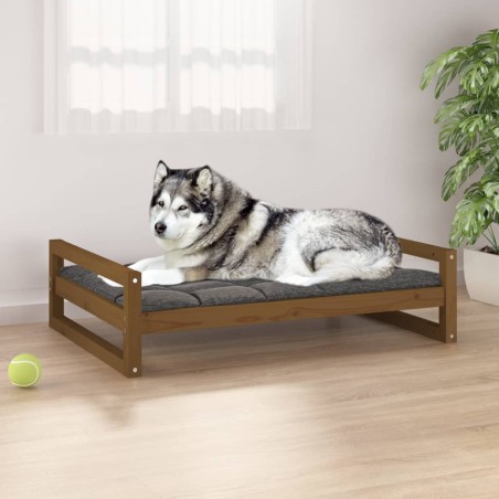 vidaXL Cama para perros madera de pino marrón miel 105,5x75,5x28 cm