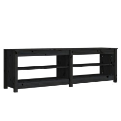 vidaXL Banco zapatero de madera maciza de pino negro 160x36,5x50 cm