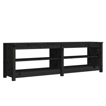 vidaXL Banco zapatero de madera maciza de pino negro 160x36,5x50 cm