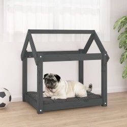 vidaXL Cama para perros madera maciza de pino gris 71x55x70 cm