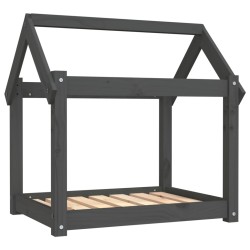 vidaXL Cama para perros madera maciza de pino gris 71x55x70 cm