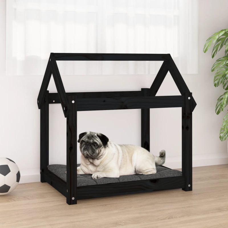 vidaXL Cama para perros madera maciza de pino negro 71x55x70 cm vidaXL Cama para perros madera maciza de pino negro 71x55x70 cm