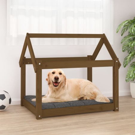 vidaXL Cama para perros madera maciza pino marrón miel 81x60x70 cm
