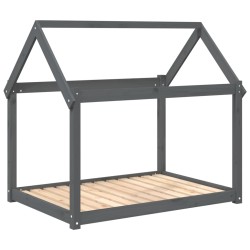 vidaXL Cama para perros madera maciza de pino gris 111x80x100 cm