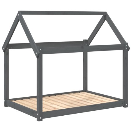 vidaXL Cama para perros madera maciza de pino gris 111x80x100 cm