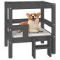 vidaXL Cama para perros madera maciza de pino gris 55,5x53,5x60 cm