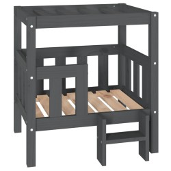 vidaXL Cama para perros madera maciza de pino gris 65,5x43x70 cm