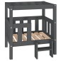 vidaXL Cama para perros madera maciza de pino gris 65,5x43x70 cm