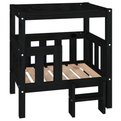 vidaXL Cama para perros madera maciza de pino negro 65,5x43x70 cm