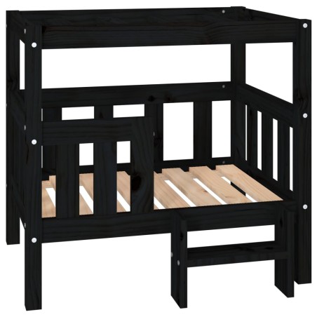  vidaXL Cama para perros madera maciza de pino negro 75,5x63,5x70 cm