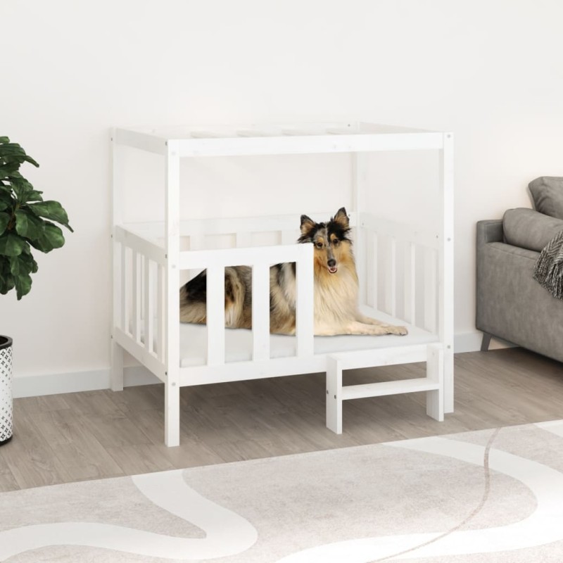  vidaXL Cama para perros madera maciza de pino blanco 105,5x83,5x100 cm