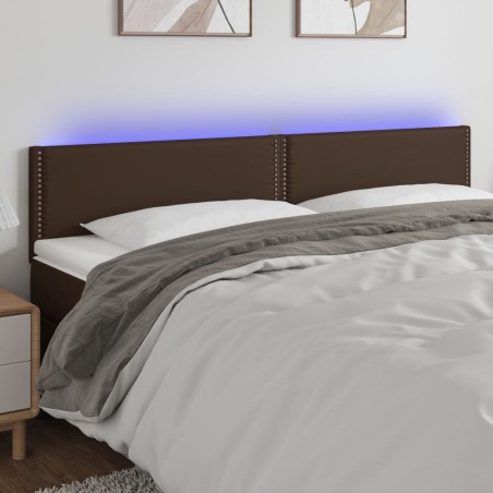 vidaXL Cabecero con LED cuero sintético marrón 200x5x78/88 cm