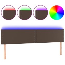 vidaXL Cabecero con LED cuero sintético marrón 200x5x78/88 cm