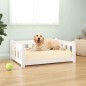 vidaXL Cama para perros madera maciza de pino blanca 75,5x55,5x28 cm vidaXL Cama para perros madera maciza de pino blanca 75,5x55,5x28 cm