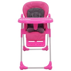 vidaXL Trona de bebé rosa y gris