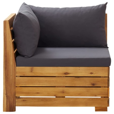 vidaXL Sofá seccional esquina 1 pza con cojines madera maciza acacia